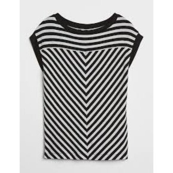 Gap Black & White Stripe Knit Short Sleeve Tee Size S - Picture 1 of 7